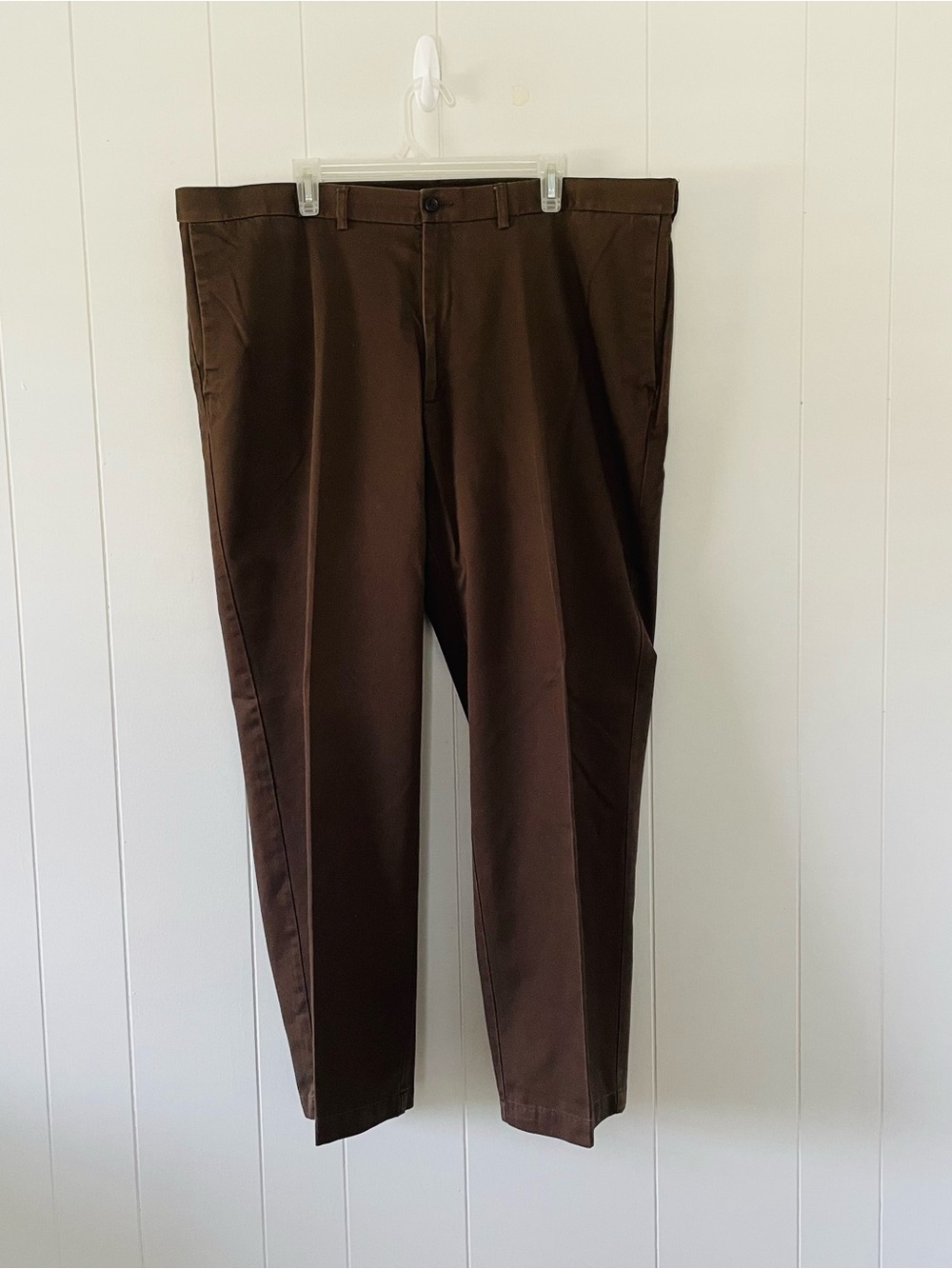 Haggar Men’s 44x30 Brown Dress Pants Classic Fit 100% Cotton Flat Front
